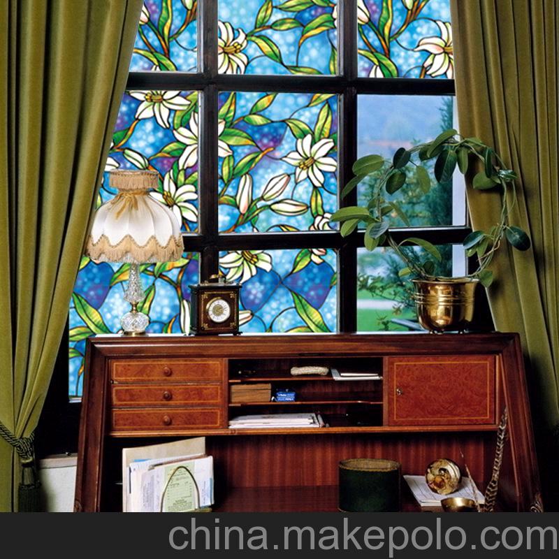 玻璃膜批發 誠信通獨家 凡菲PVC彩色靜電窗貼 歐美藝術玻璃紙